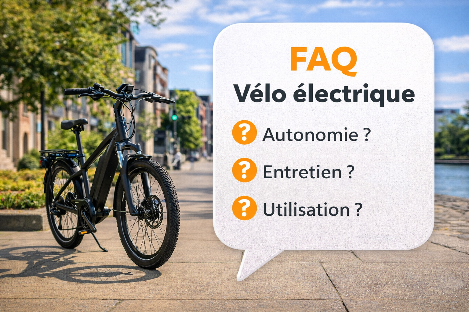 Vélo électrique présenté à Trois-Rivières avec questions fréquentes sur l’autonomie, l’entretien et l’utilisation chez SP Vélo